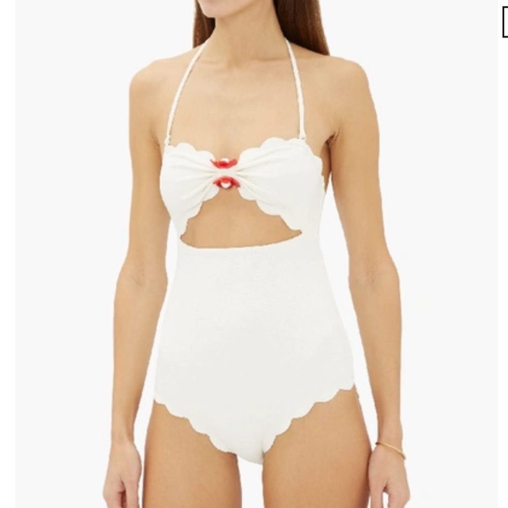 MARYSIA
Antibes Flower Cutout Halter Swimsuit In White Small